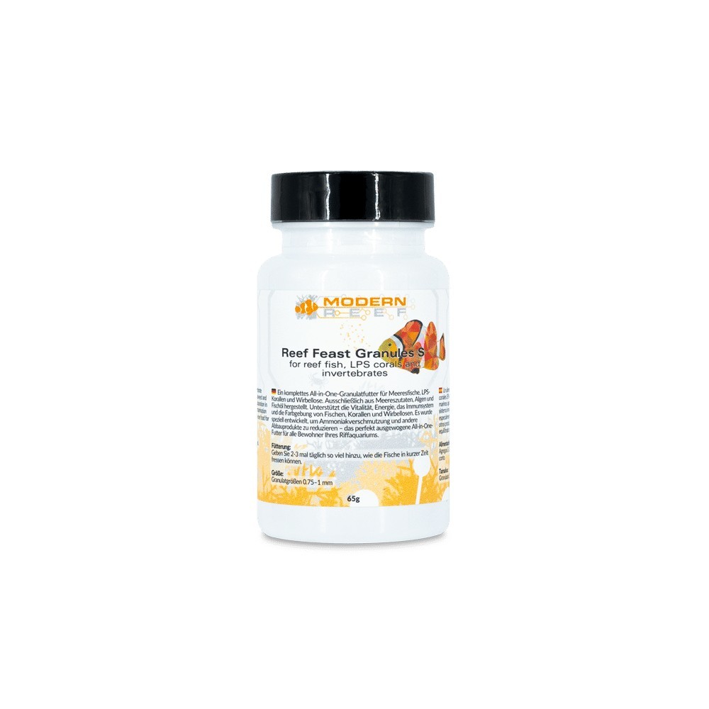 Mangime Granulare Modern Reef Feast S  - Nutrizione Completa per Pesci e Coralli LPS - 65g